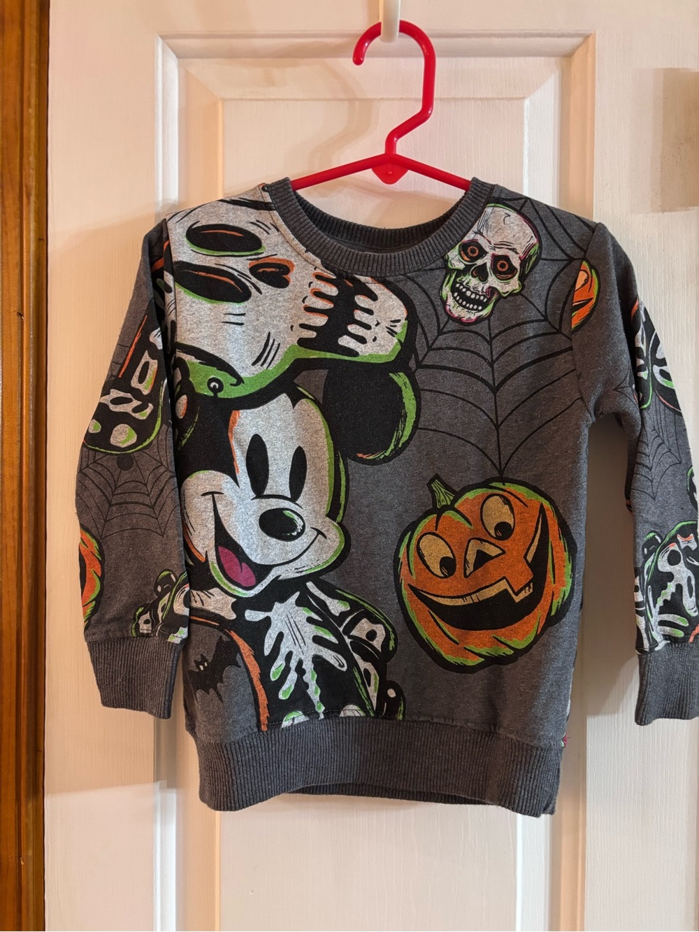 Disney Mickey Mouse Halloween Graphic Print Pullover Sweatshirt Gray 3T